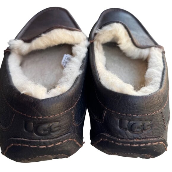 UGG Mens Shearling Lined Leather Slippers Size 9 UK 8 EU 42 - Picture 13 of 13